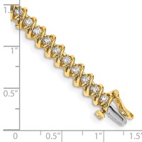 14K Yellow Gold Complete 2.25 Carat Round Aaa Diamond Fancy Spiral Tennis Bracelet, 7" view 4