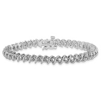 14K White Gold Holds 2.25 Carat 43-2.4mm Round Diamond Fancy Spiral Tennis Bracelet Mounting, 7" view 3
