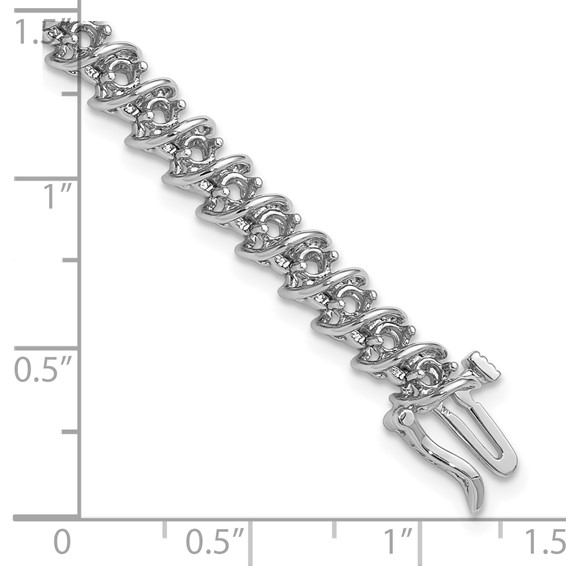 14k White Gold Holds 2.25 carat 43-2.4mm Round Diamond Fancy Spiral 7 inch Tennis Bracelet Mounting