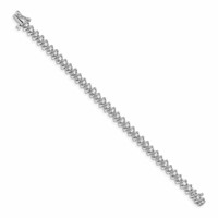 14K White Gold Complete 2.25 Carat Round AA Diamond Fancy Spiral Tennis Bracelet, 7" view 2