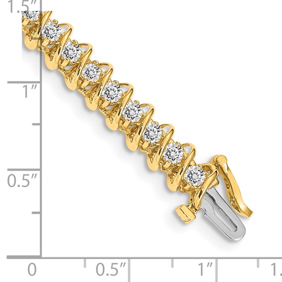 14k Holds 3.31 carat 42-2.7mm Round Diamond Fancy Spiral 7 inch Tennis Bracelet Mounting