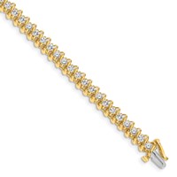 14K Yellow Gold Complete 3.31 Carat Round Aaa Diamond Fancy Spiral Tennis Bracelet, 7" view 1