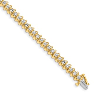 14k Holds 3.31 carat 42-2.7mm Round Diamond Fancy Spiral 7 inch Tennis Bracelet Mounting