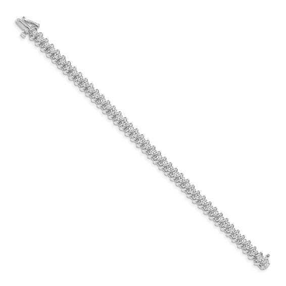 14k White Gold Holds 3.31 carat 42-2.7mm Round Diamond Fancy Spiral 7 inch Tennis Bracelet Mounting