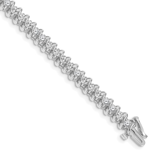 14K White Gold Holds 3.31 Carat 42-2.7mm Round Diamond Fancy Spiral Tennis Bracelet Mounting, 7"