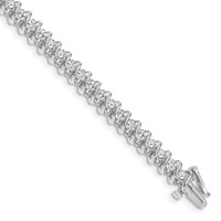 14K White Gold Complete 3.31 Carat Round VS Diamond Fancy Spiral Tennis Bracelet, 7" view 1