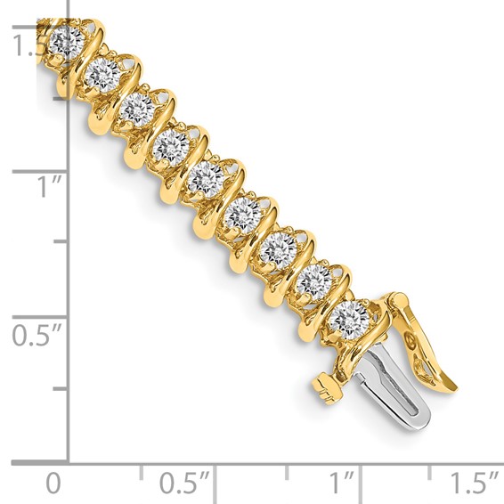 14k Holds 3.72 carat 40-2.9mm Round Diamond Fancy Spiral 7 inch Tennis Bracelet Mounting