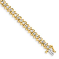 14K Yellow Gold Complete 3.72 Carat Round AA Diamond Fancy Spiral Tennis Bracelet, 7" view 1