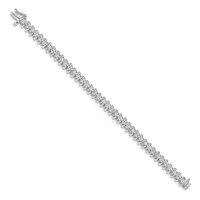 14K White Gold Complete 3.72 Carat Round VS Diamond Fancy Spiral Tennis Bracelet, 7" view 2