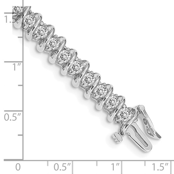 14k White Gold Holds 3.72 carat 40-2.9mm Round Diamond Fancy Spiral 7 inch Tennis Bracelet Mounting