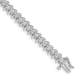 14k White Gold Holds 3.72 carat 40-2.9mm Round Diamond Fancy Spiral 7 inch Tennis Bracelet Mounting