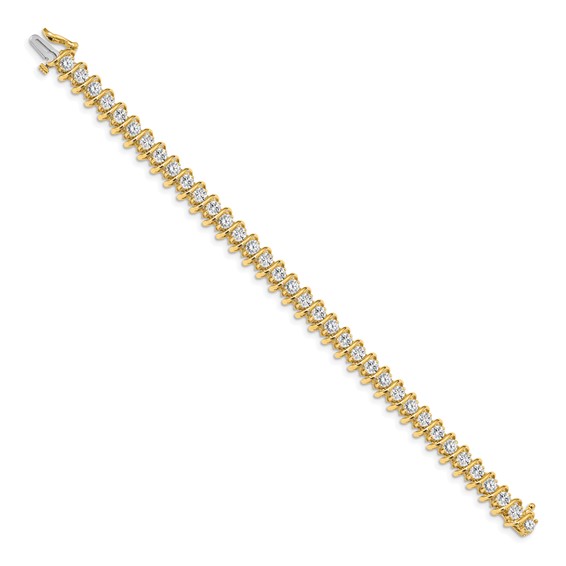 14k Holds 5 carat 36-3.3mm Round Diamond Fancy Spiral 7 inch Tennis Bracelet Mounting