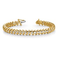 14K Yellow Gold Complete 5 Carat Round Aaa Diamond Fancy Spiral Tennis Bracelet, 7" view 3
