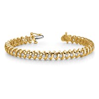 14K Yellow Gold Complete 5 Carat Round Aaa Diamond Fancy Spiral Tennis Bracelet, 7" view 5