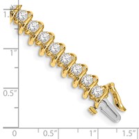 14K Yellow Gold Complete 5 Carat Round Aaa Diamond Fancy Spiral Tennis Bracelet, 7" view 4