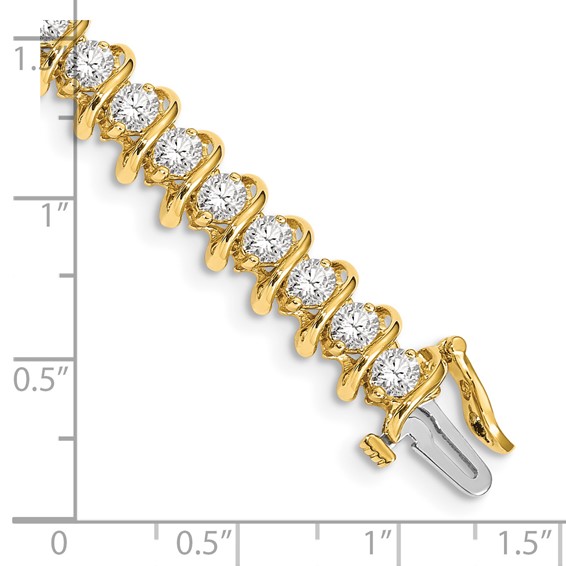 14k Holds 5 carat 36-3.3mm Round Diamond Fancy Spiral 7 inch Tennis Bracelet Mounting