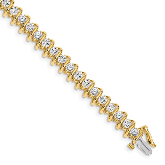 14k Holds 5 carat 36-3.3mm Round Diamond Fancy Spiral 7 inch Tennis Bracelet Mounting