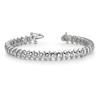 14K White Gold Complete 5 Carat Round VS Diamond Fancy Spiral 7 Inch Tennis Bracelet view 3