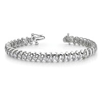14K White Gold Complete 5 Carat Round VS Diamond Fancy Spiral 7 Inch Tennis Bracelet view 5