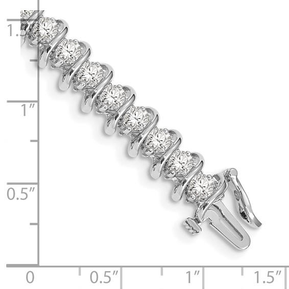 14k White Gold Holds 5 carat 36-3.3mm Round Diamond Fancy Spiral 7 inch Tennis Bracelet Mounting