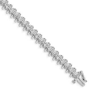 14k White Gold Holds 5 carat 36-3.3mm Round Diamond Fancy Spiral 7 inch Tennis Bracelet Mounting