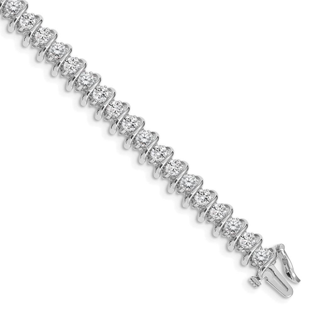 14K White Gold Complete 5 Carat Round VS Diamond Fancy Spiral 7 Inch Tennis Bracelet