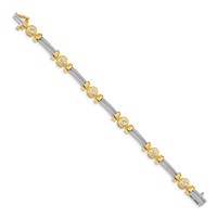 14K Two-tone Complete 1.4 Carat Round VS Diamond Bezel and Twisted Bar Bracelet, 7" view 2