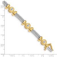 14K Two-tone Complete 1.4 Carat Round VS Diamond Bezel and Twisted Bar Bracelet, 7" view 4