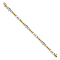 14K Two-tone Complete 0.50 Carat Round Aaa Diamond Bar Tennis Bracelet, 7" view 2