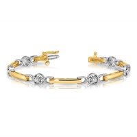 14K Two-tone Complete 0.50 Carat Round Aaa Diamond Bar Tennis Bracelet, 7" view 5