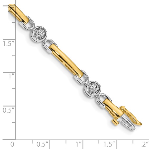 14k Two-tone Holds 1/2 carat 6-2.75mm Round Diamond Bar 7 inch Tennis Bracelet Mounting