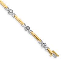 14K Two-tone Complete 0.50 Carat Round Aaa Diamond Bar Tennis Bracelet, 7" view 1