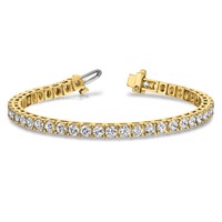 14K Yellow Gold Complete 6.6 Carat Round Aaa Diamond 4-prong Tennis Bracelet, 7" view 5