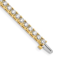 14K Yellow Gold Complete 6.6 Carat Round Aaa Diamond 4-prong Tennis Bracelet, 7" view 1