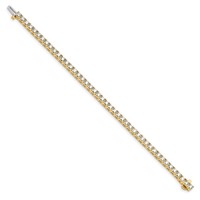 14K 7.00ctw Yellow Gold Colorless Moissanite 4 Prong Tennis Bracelet view 2
