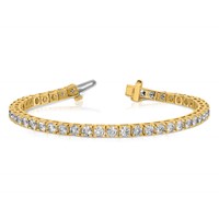 14K 7.00ctw Yellow Gold Colorless Moissanite 4 Prong Tennis Bracelet view 3