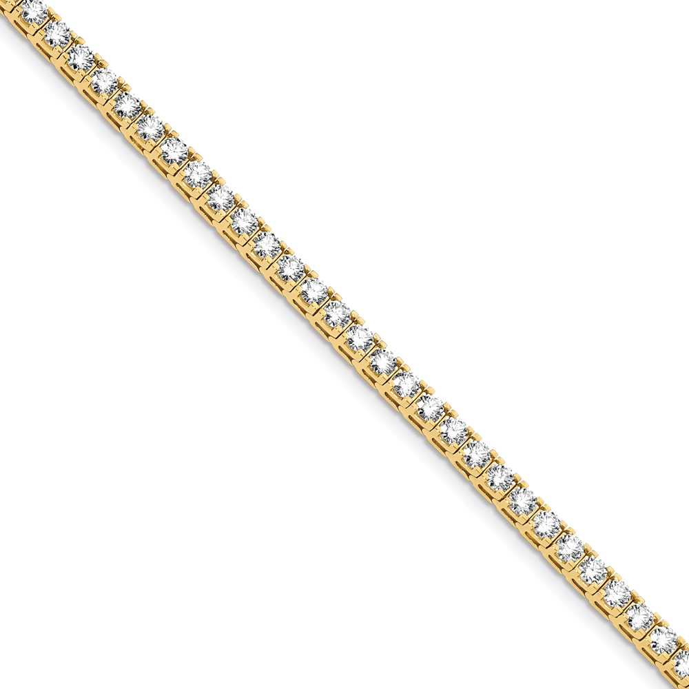 14K 7.00ctw Yellow Gold Colorless Moissanite 4 Prong Tennis Bracelet