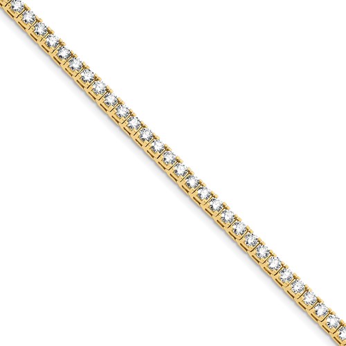 14K 7.00ctw Yellow Gold Colorless Moissanite 4 Prong Tennis Bracelet