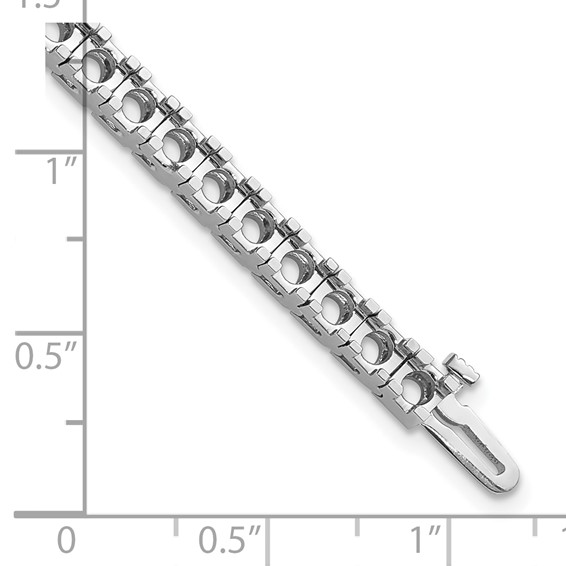 14k White Gold Holds 6.6 carat 44-3.4mm Round Diamond 4-prong 7 inch Tennis Bracelet Mounting