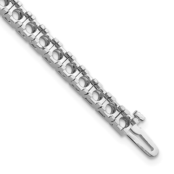 14k White Gold Holds 6.6 carat 44-3.4mm Round Diamond 4-prong 7 inch Tennis Bracelet Mounting