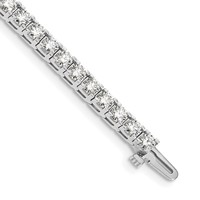 14K White Gold Complete 6.6 Carat Round a Diamond 4-prong Tennis Bracelet, 7" view 1