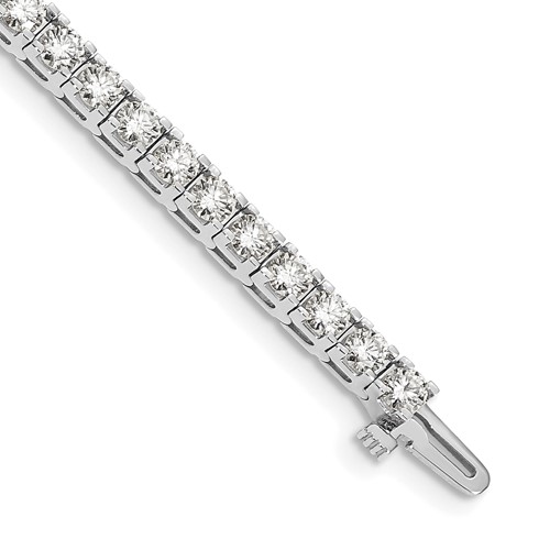 14K White Gold Complete 6.6 Carat Round a Diamond 4-prong Tennis Bracelet, 7"