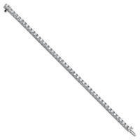 14K 7.00ctw White Gold Colorless Moissanite 4 Prong Tennis Bracelet view 2