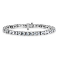 14K 7.00ctw White Gold Colorless Moissanite 4 Prong Tennis Bracelet view 3