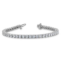 14K 7.00ctw White Gold Colorless Moissanite 4 Prong Tennis Bracelet view 5