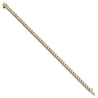 14K 7.00ctw Yellow Gold Near Colorless Moissanite 4 Prong Tennis Bracelet view 2