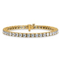 14K 7.00ctw Yellow Gold Near Colorless Moissanite 4 Prong Tennis Bracelet view 3