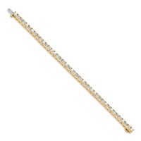 14K Yellow Gold Complete 7.5 Carat Round AA Diamond 4-prong Tennis Bracelet, 7" view 2