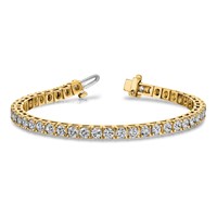 14K Yellow Gold Complete 7.5 Carat Round AA Diamond 4-prong Tennis Bracelet, 7" view 5