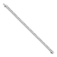 14K White Gold Complete 7.5 Carat Round Aaa Diamond 4-prong Tennis Bracelet, 7" view 2